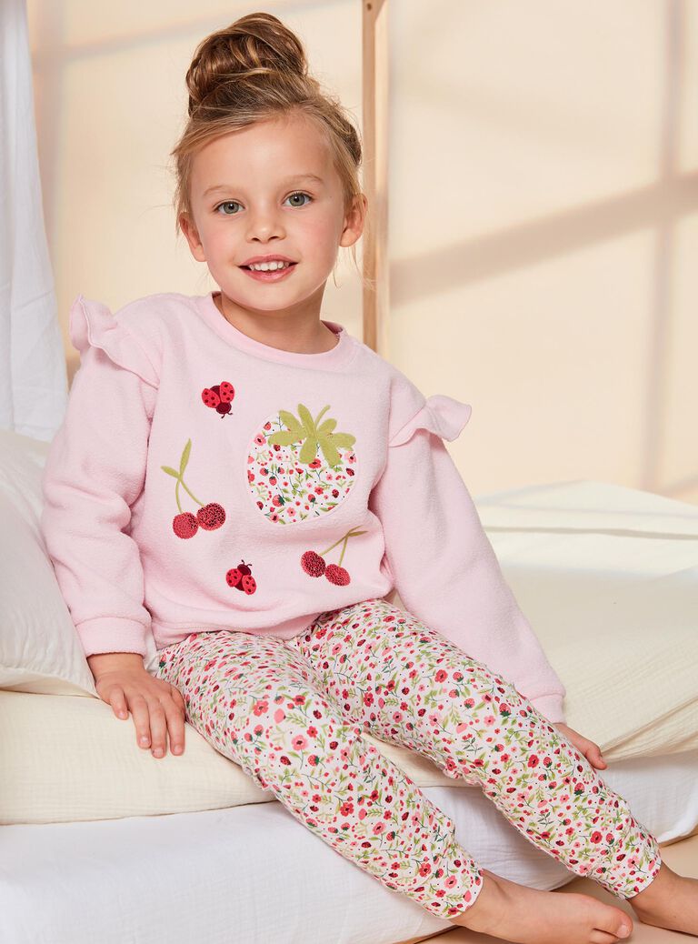 Ensemble pyjama rose pâle à et motifs fantaisie