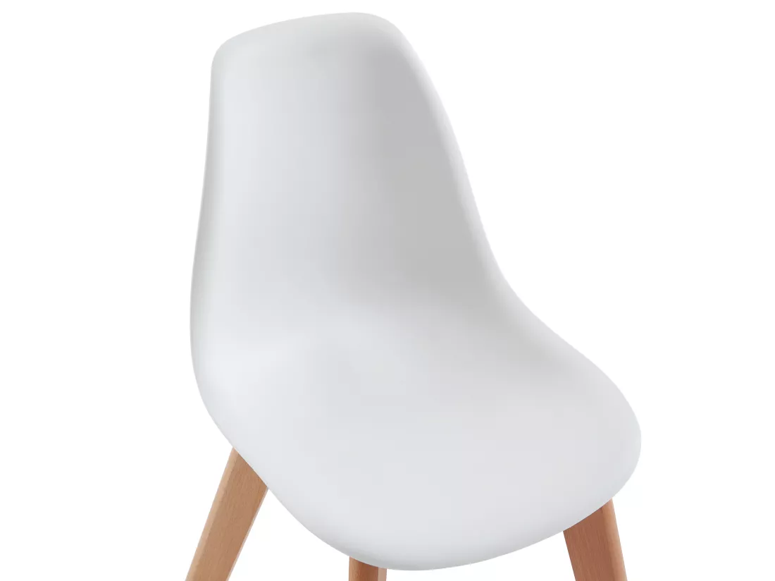 Lot de 2 chaises enfant en polypropylène et hêtre - Blanc - LILINOU