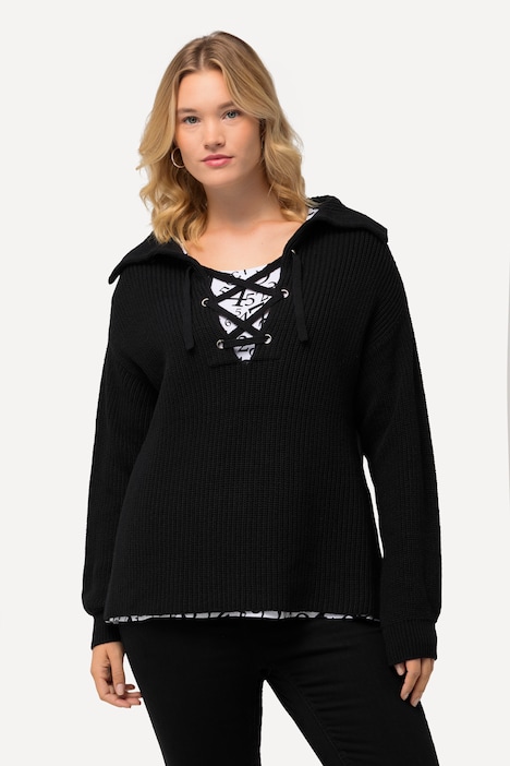 Pullover, Strukturstrick, Matrosenkragen, Langarm