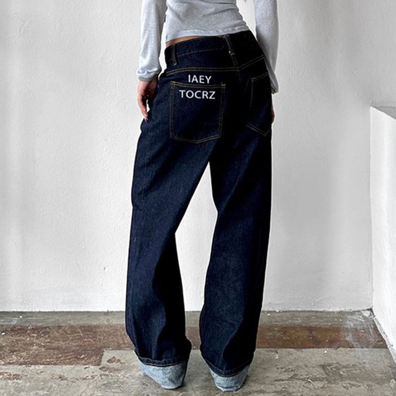 Sosana - Lage taille gewassen losse wijde jeans