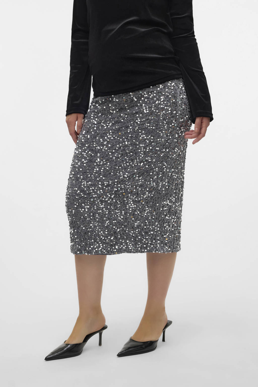 MAMALICIOUS zwangerschapsrok met pailletten MLGLITTER zilver