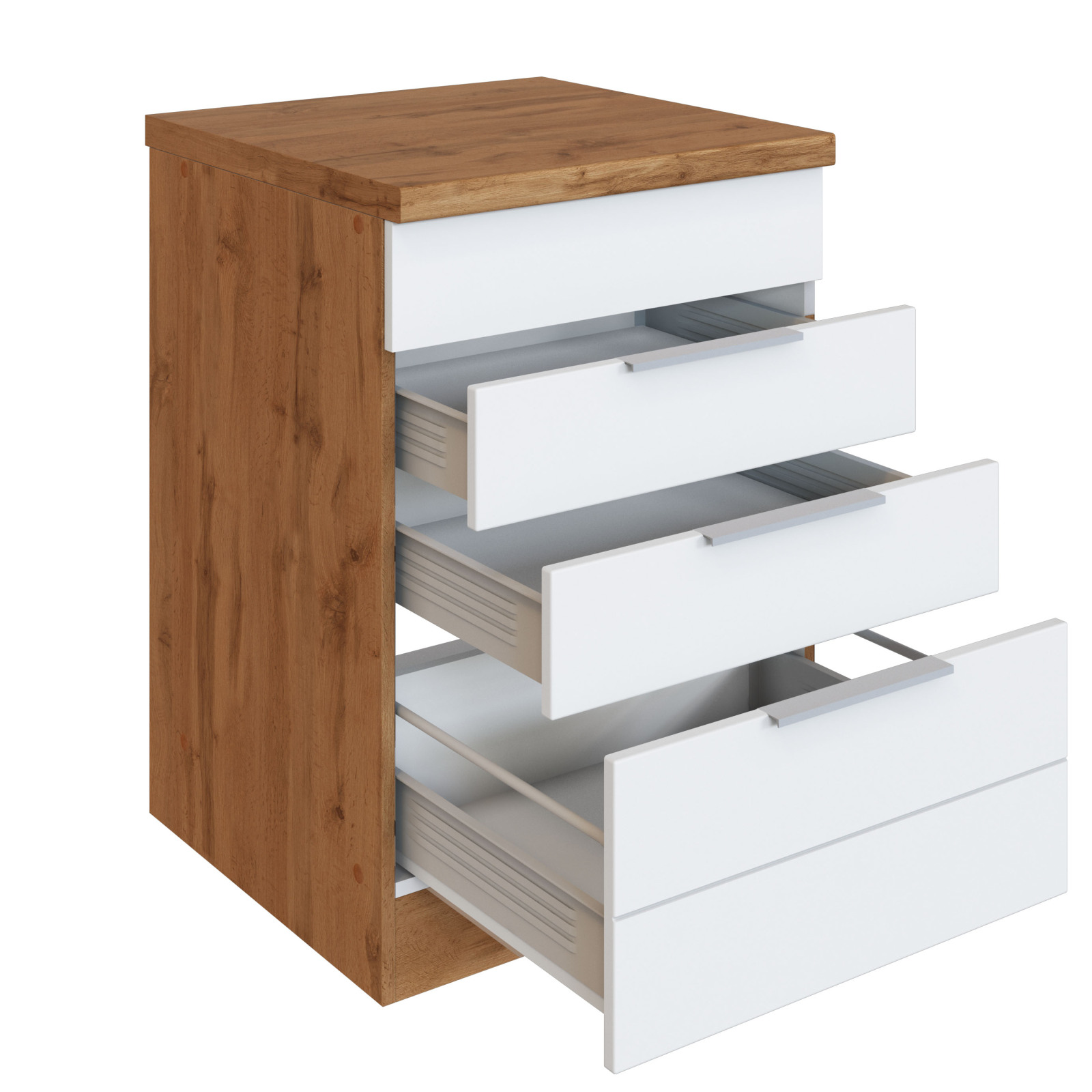 Kochfeld-Umbauschrank FLORENZ - Wotaneiche-weiß matt - 60 cm breit