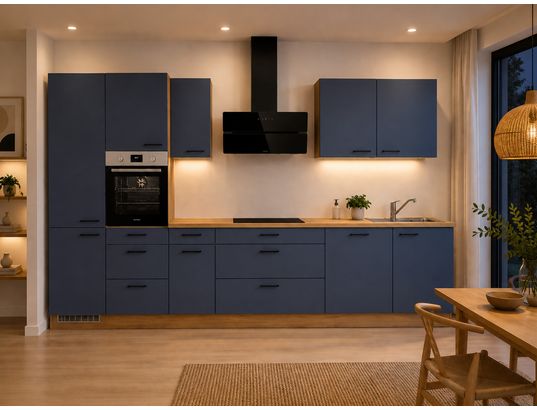 CONCEPT1 - Pack Cuisine Carena 360cm H12 Gauche Bleu fjord ultra-mat