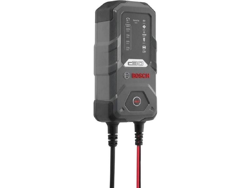 Bosch Automotive Batterieladegerät C30 6 V - 12 V, 3.8A Leistungsstarkes Ladegerät für Autos und Motorräder