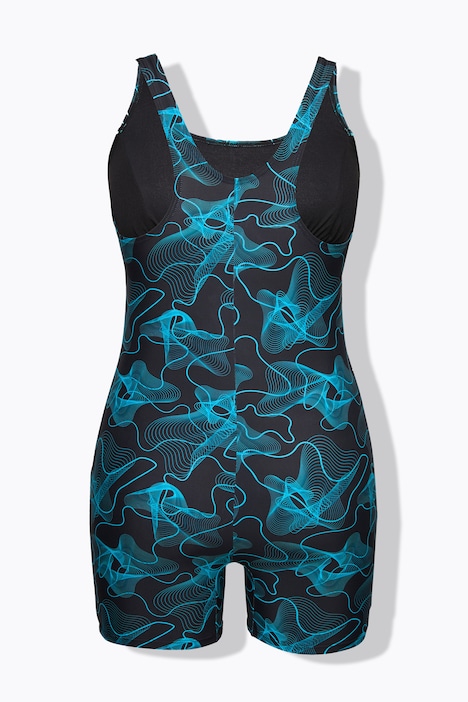 Badeanzug, Wellen, kurzes Bein, ohne Softcups, Racerback