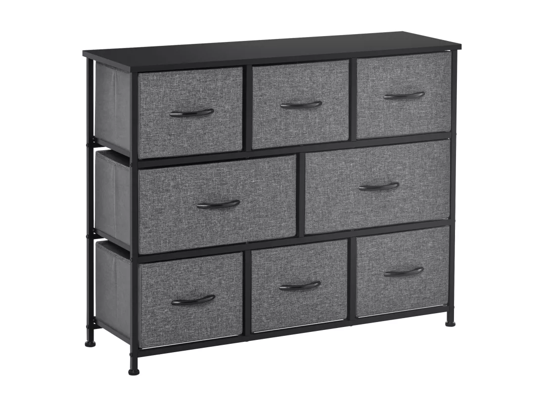 Commode meuble de rangement 8 tiroirs pliables en tissu 100 x 30 x 78,5 cm anthracite