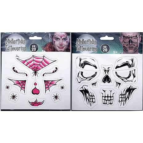 Halloween ansigtstattovering - flere varianter - assorteret