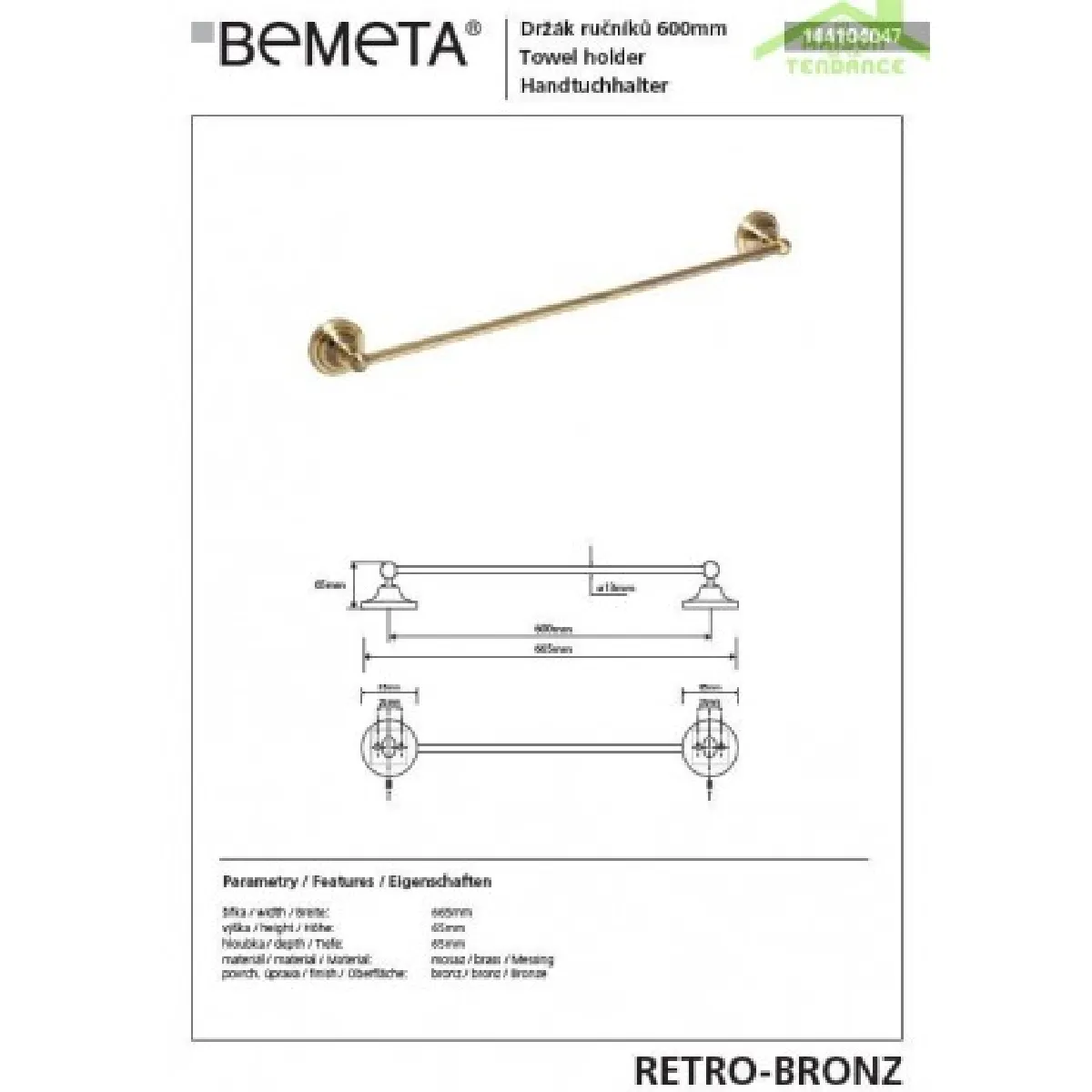 Bemeta - Maison De La Tendance Porte-serviettes rétro en laiton BEMETA