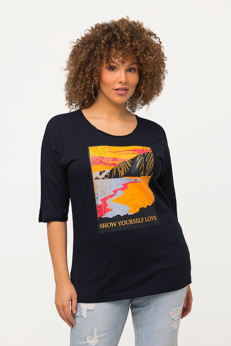 T-Shirt, Landschaft, Oversized, Rundhals, Halbarm