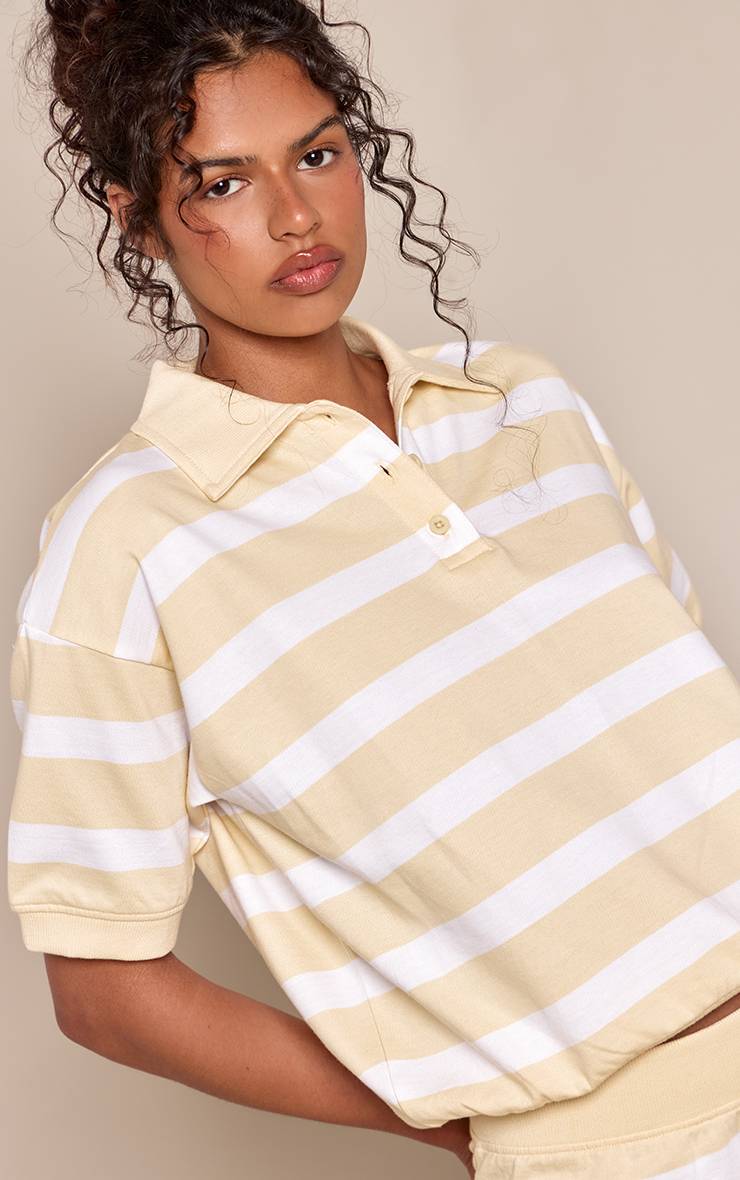 Butter Yellow Sweat Polo À Imprimé Rayé