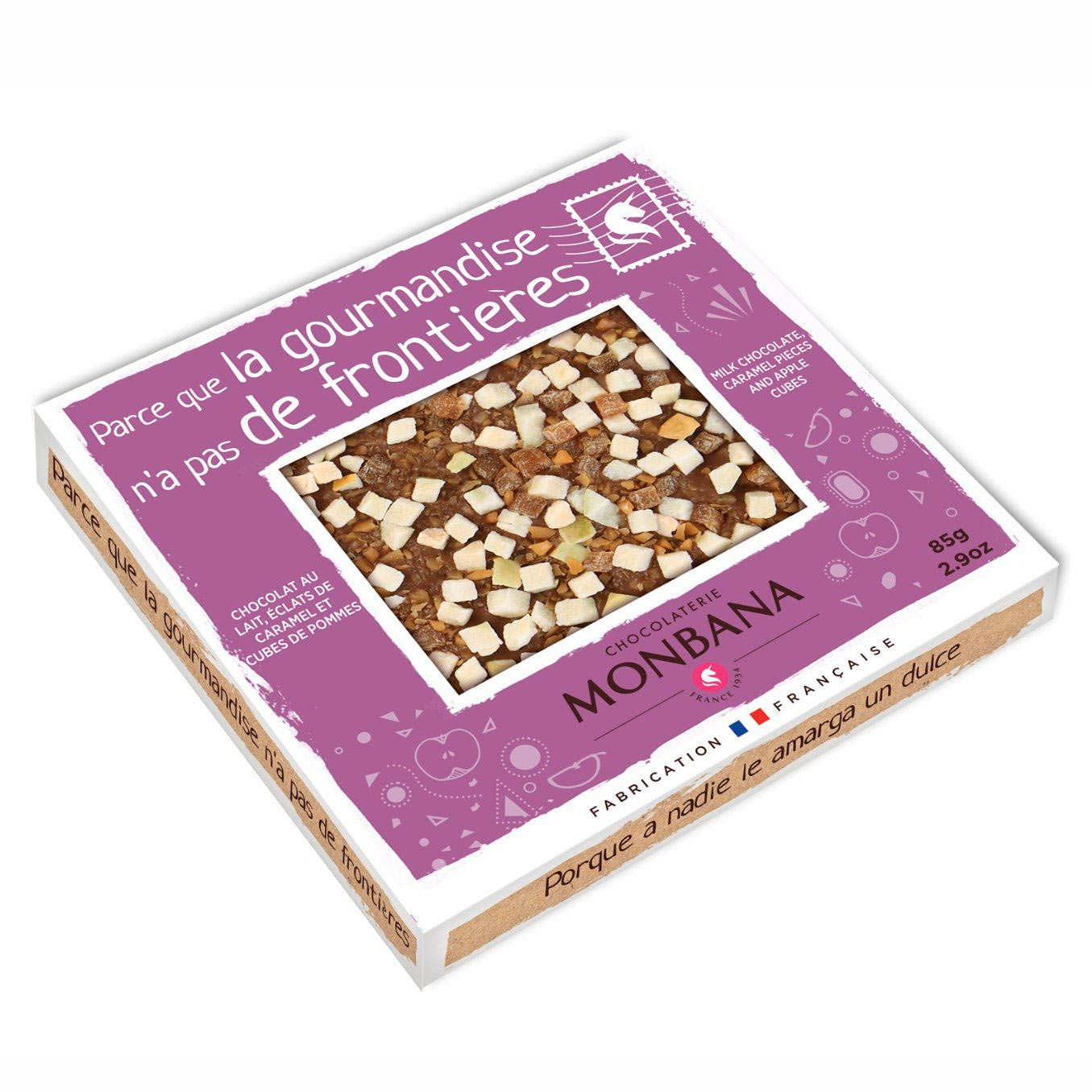 Tablette chocolat au lait, pomme et caramel au beurre salé