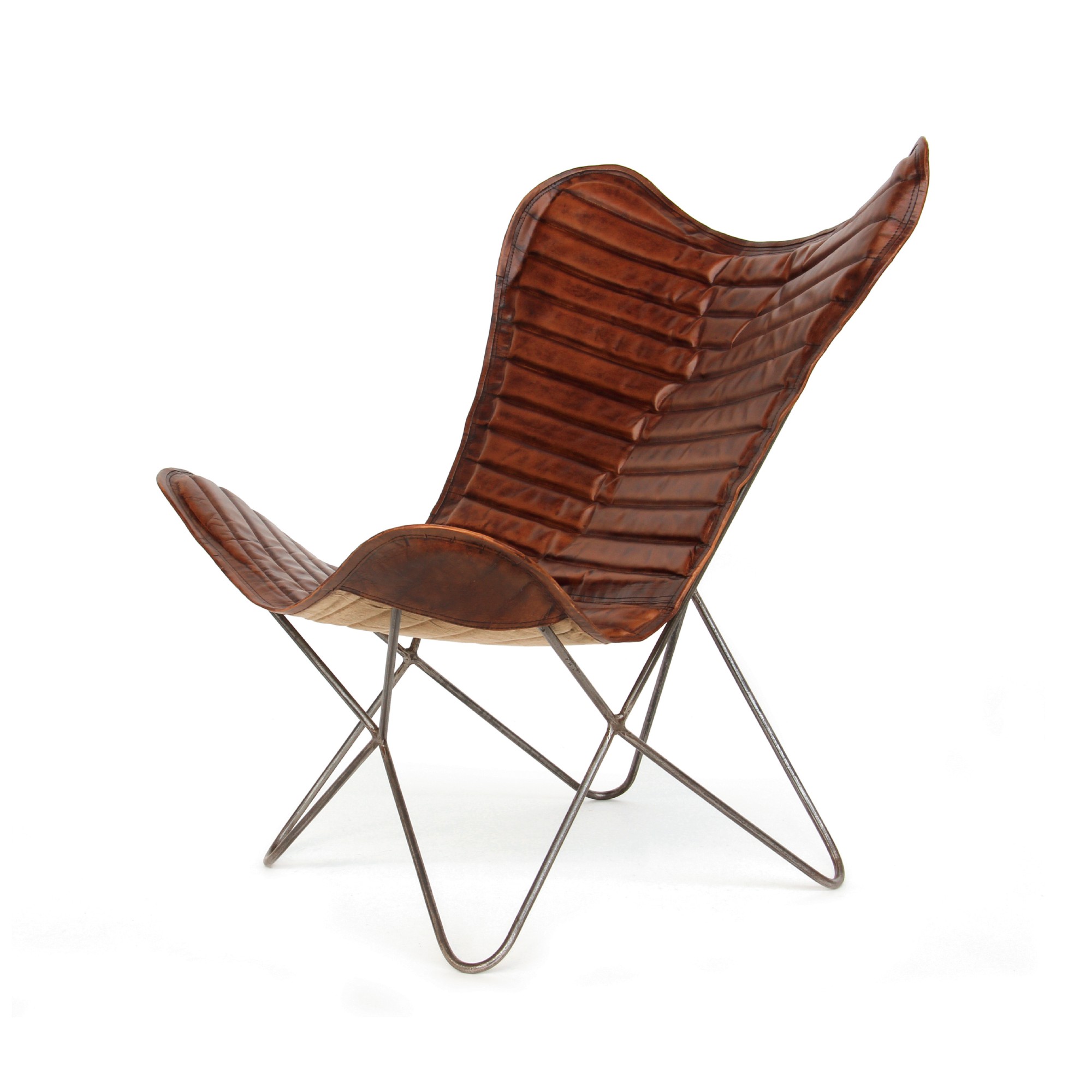 Lounger 'Steve', cognac, vernickelt, T 76 cm, B 76 cm, H 90 cm von fischer's lagerhaus