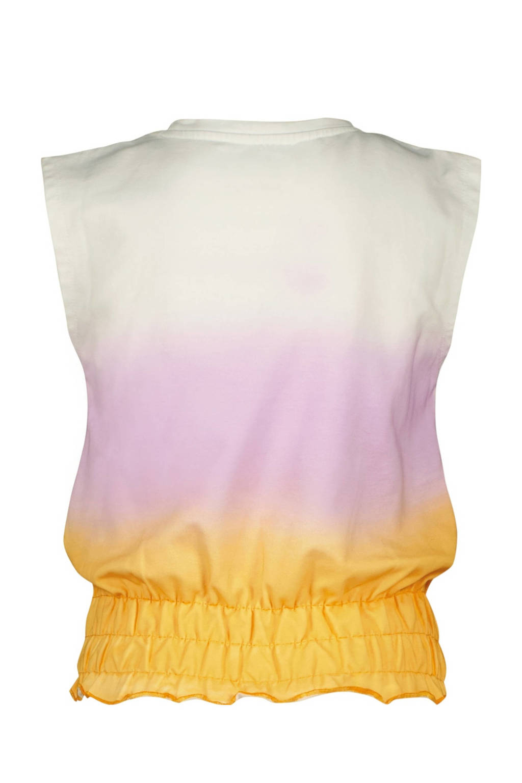 Raizzed mouwloze top Kia offwhite/lila/oranje