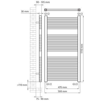 Haceka designradiator Gita wit 493 Watt 110x50 cm