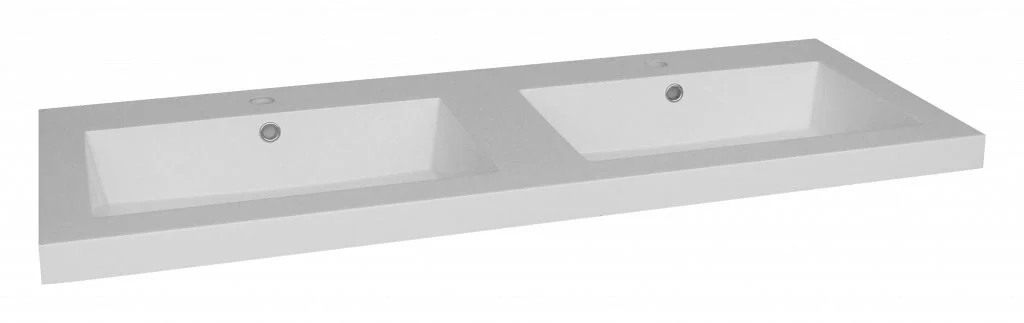 Lambini Designs Como wastafel mineraalmarmer 120cm dubbel met kraangaten wit glans