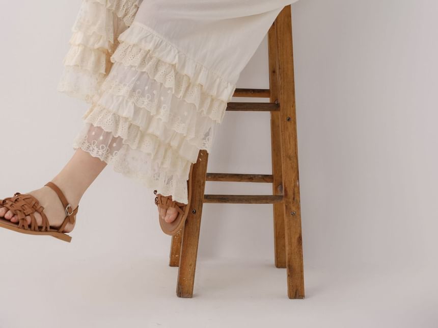 Santeh - Wijde broek met hoge taille en kanten rand