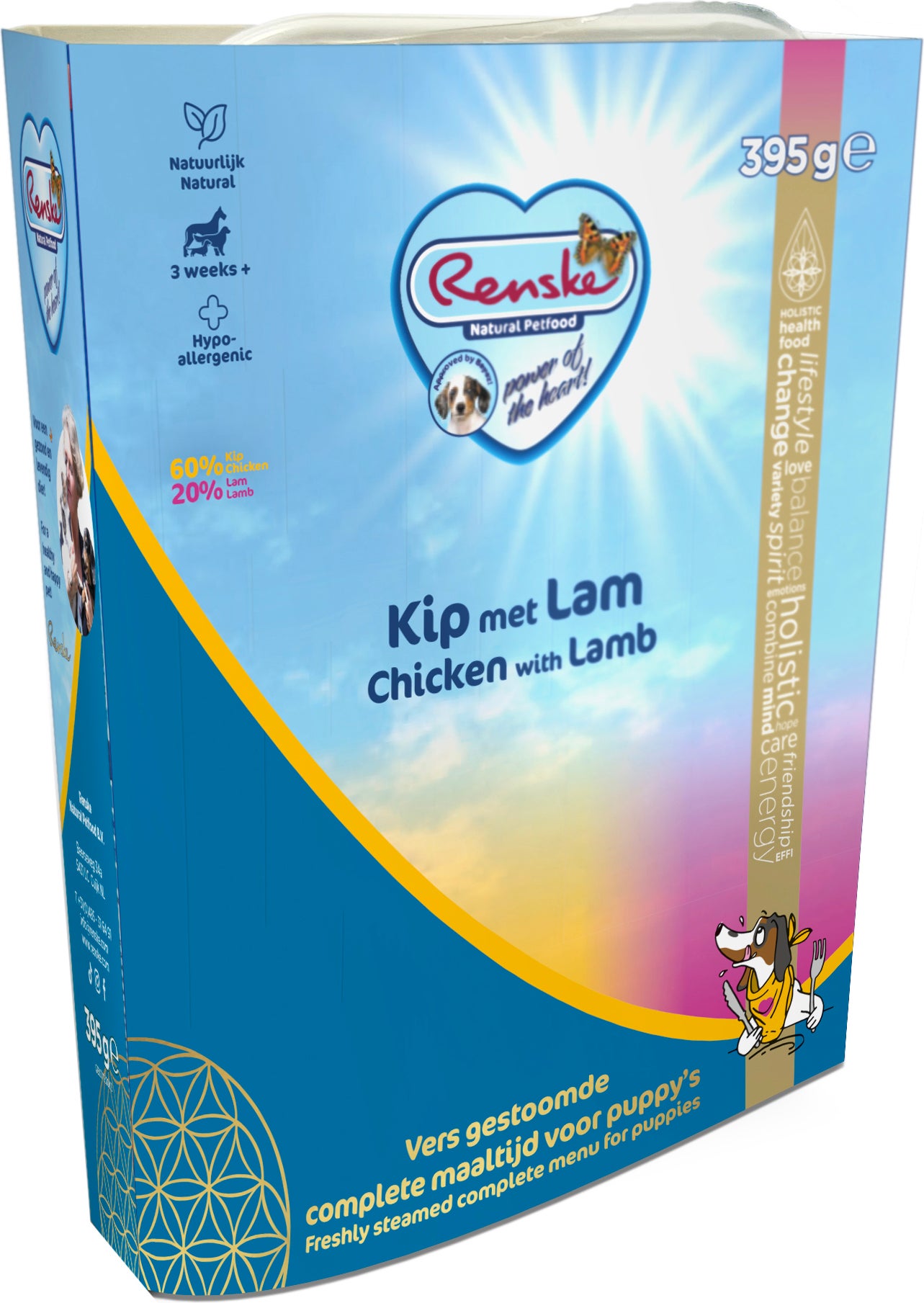 Renske hondenvoer vers kip met lam puppy 395 gram