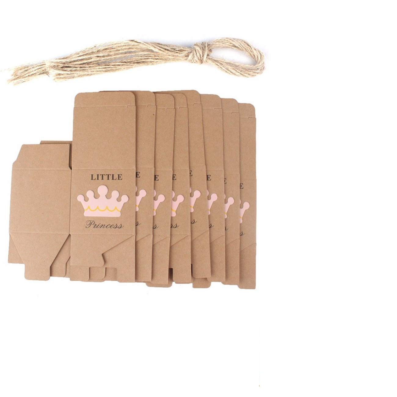 (50er Set) Baby Shower Party Geschenk Schachtel Gift Box mit Jute Schnur - Little Princess