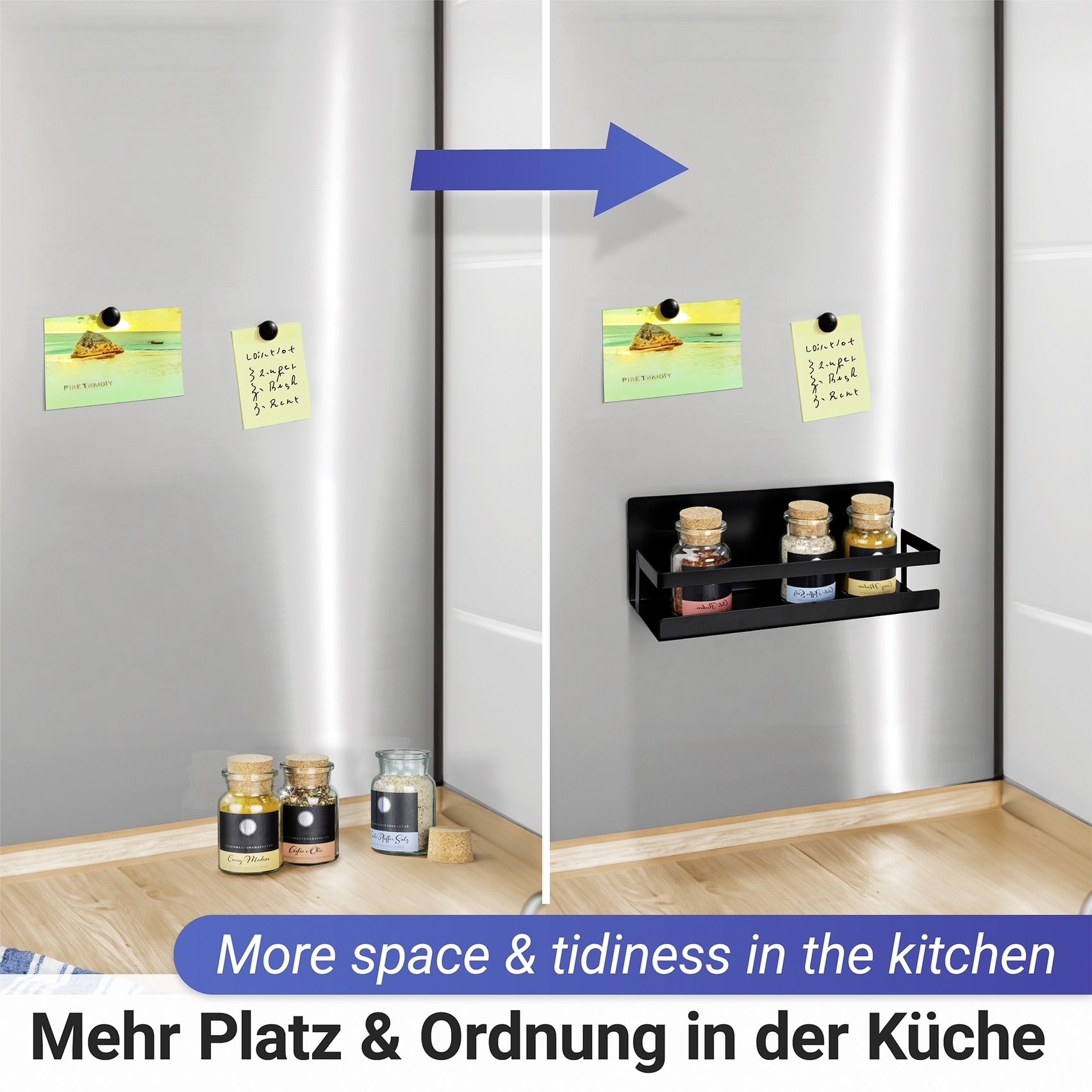 WENKO Gewürzregal »Modell Ima« magnetisches Küchenregal, pulverbeschichtetes Metall