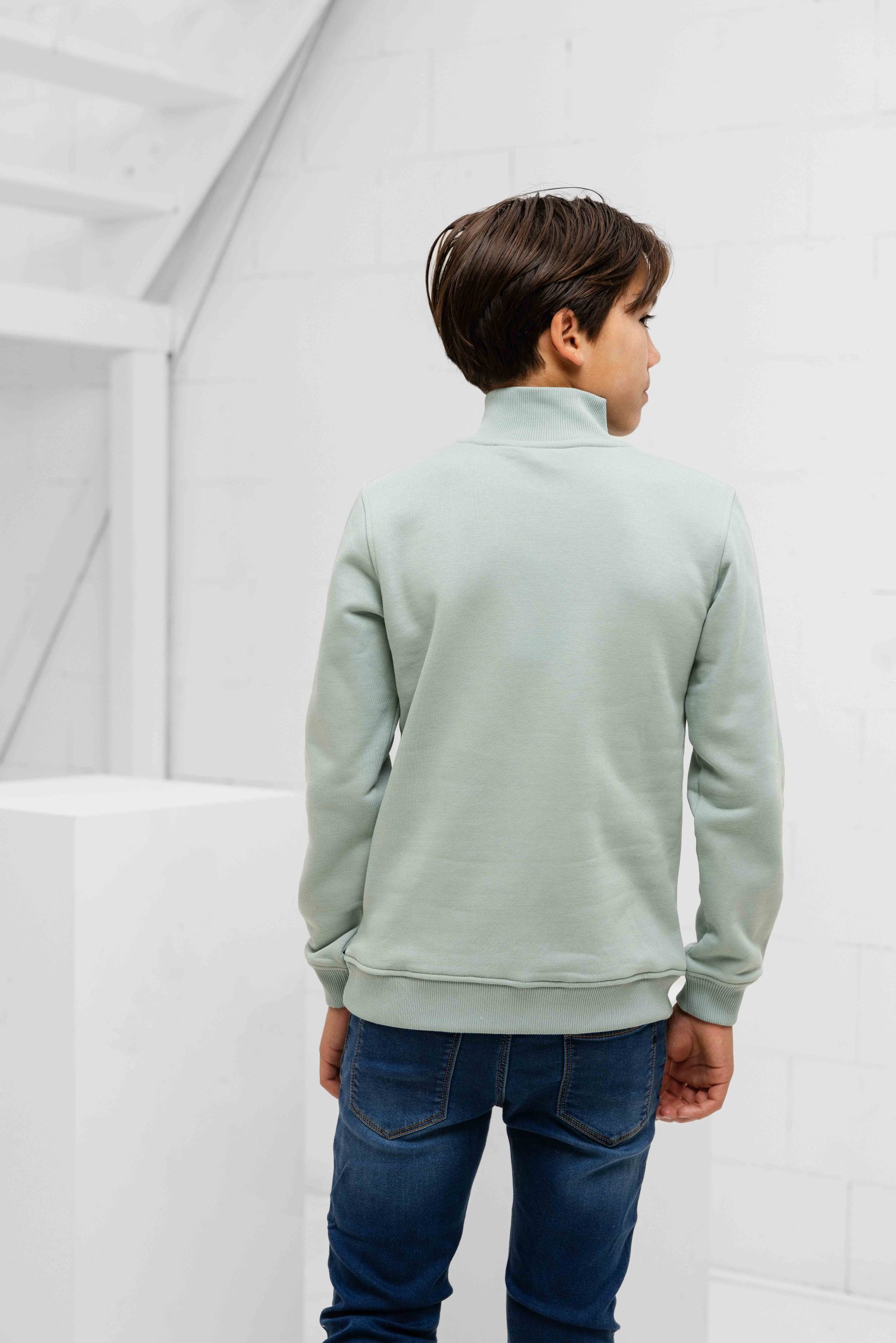 Malelions Turtle Half Zip Sweater Kids Lichtgroen