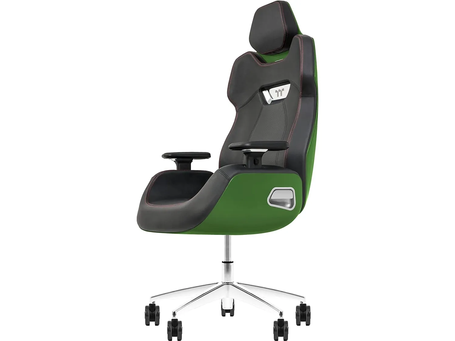 Thermaltake ARGENT E700 - Spillestol - ergonomisk - høj ryg - armstøtter - T-formet - vippe - drejeled - aluminiumlegering, perforeret læder, højdensistets støbt skum - sort, racing grøn