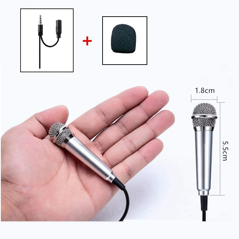 Mini Mikrofon mit 3.5mm Klinke Anschluss für Handy / Tablet / PC - Silber