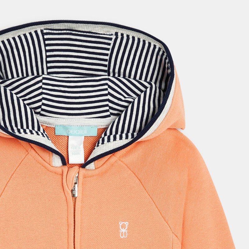 Sweat zippé molleton à capuche orange bébé garçon Orange