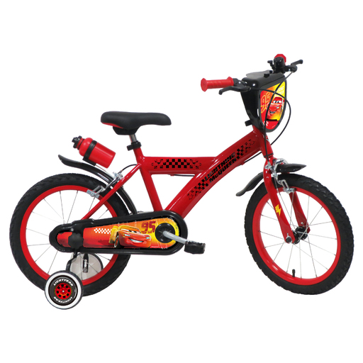 Bicicleta infantil Cars de 16 polegadas para crianças de 5 a 7 anos