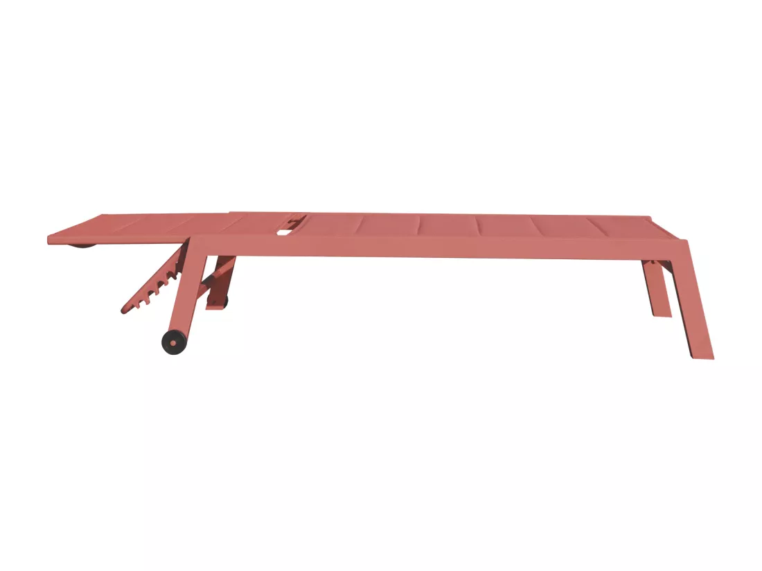 Lot de 2 bains de soleil BARBADOS en textilène terracotta - aluminium terracotta - HAPPY GARDEN