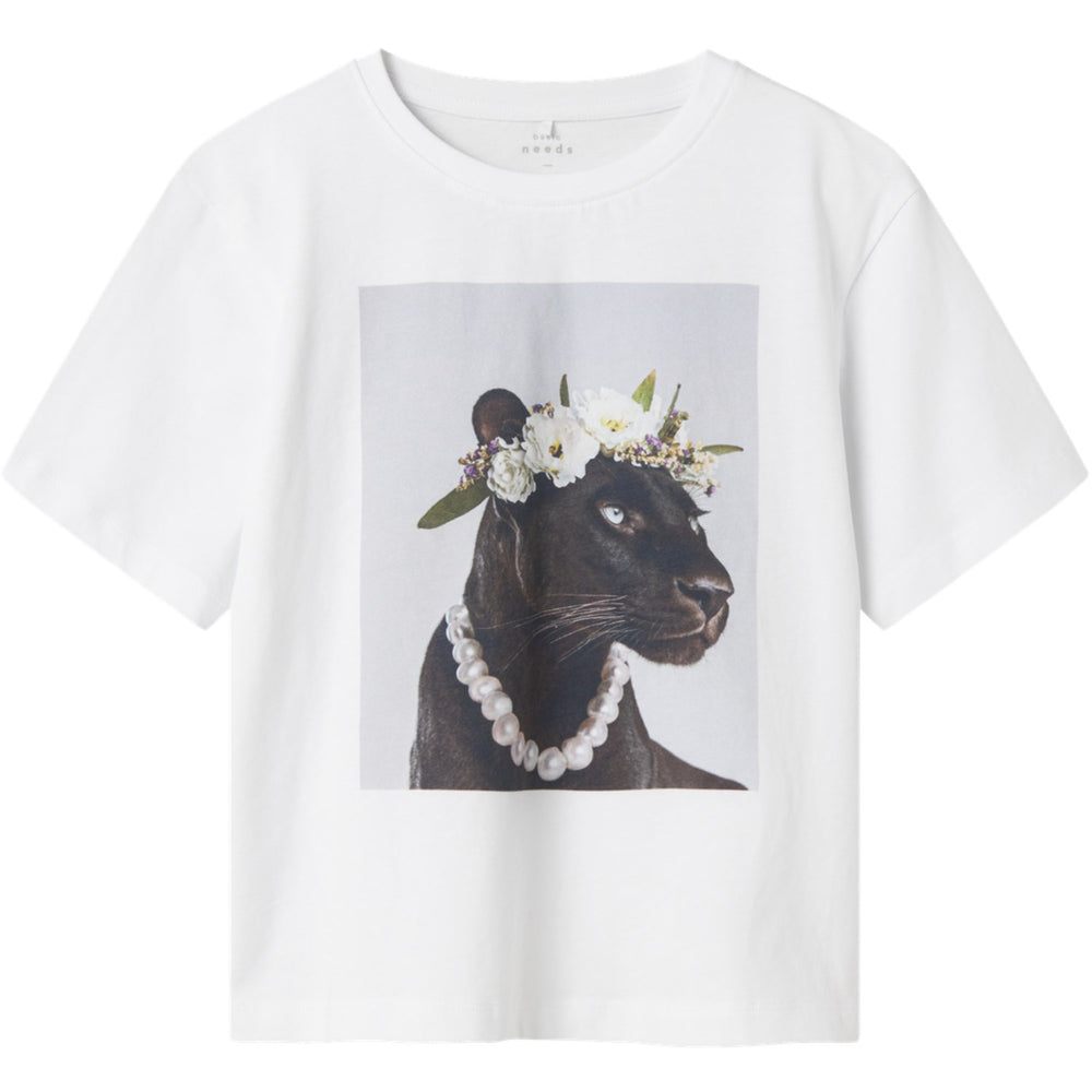 Køb Name It Bright White Panther Nkfvotea Ss Nreg Top