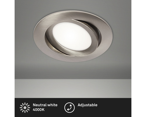 LED inbouwspot IP23 7W 600 lm 4000 K draaibaar nikkel/mat Ø 10,6/9 cm 230V