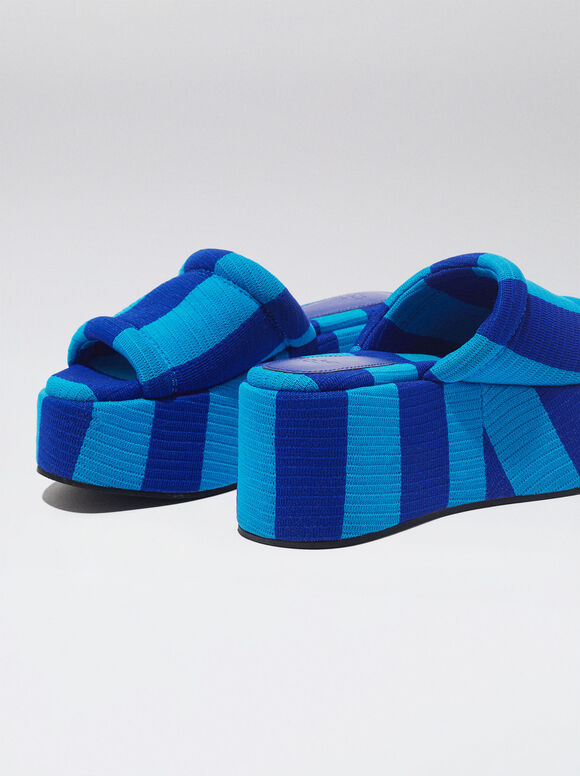 Sandália de plataforma com salto - Azul