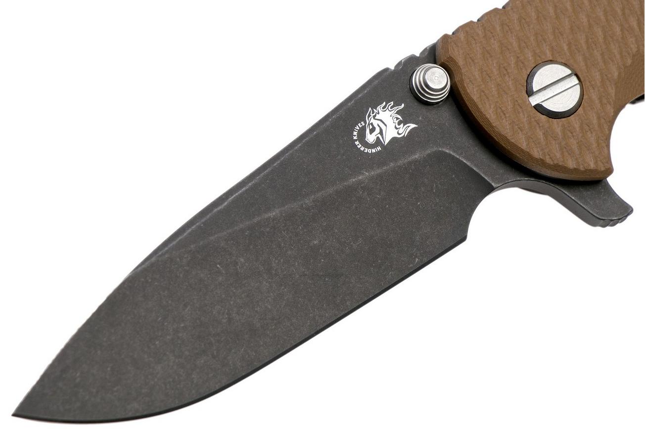 Rick Hinderer XM18 3,5” Slicer CPM 20CV Battle Black DLC, Coyote Brown G10, zakmes