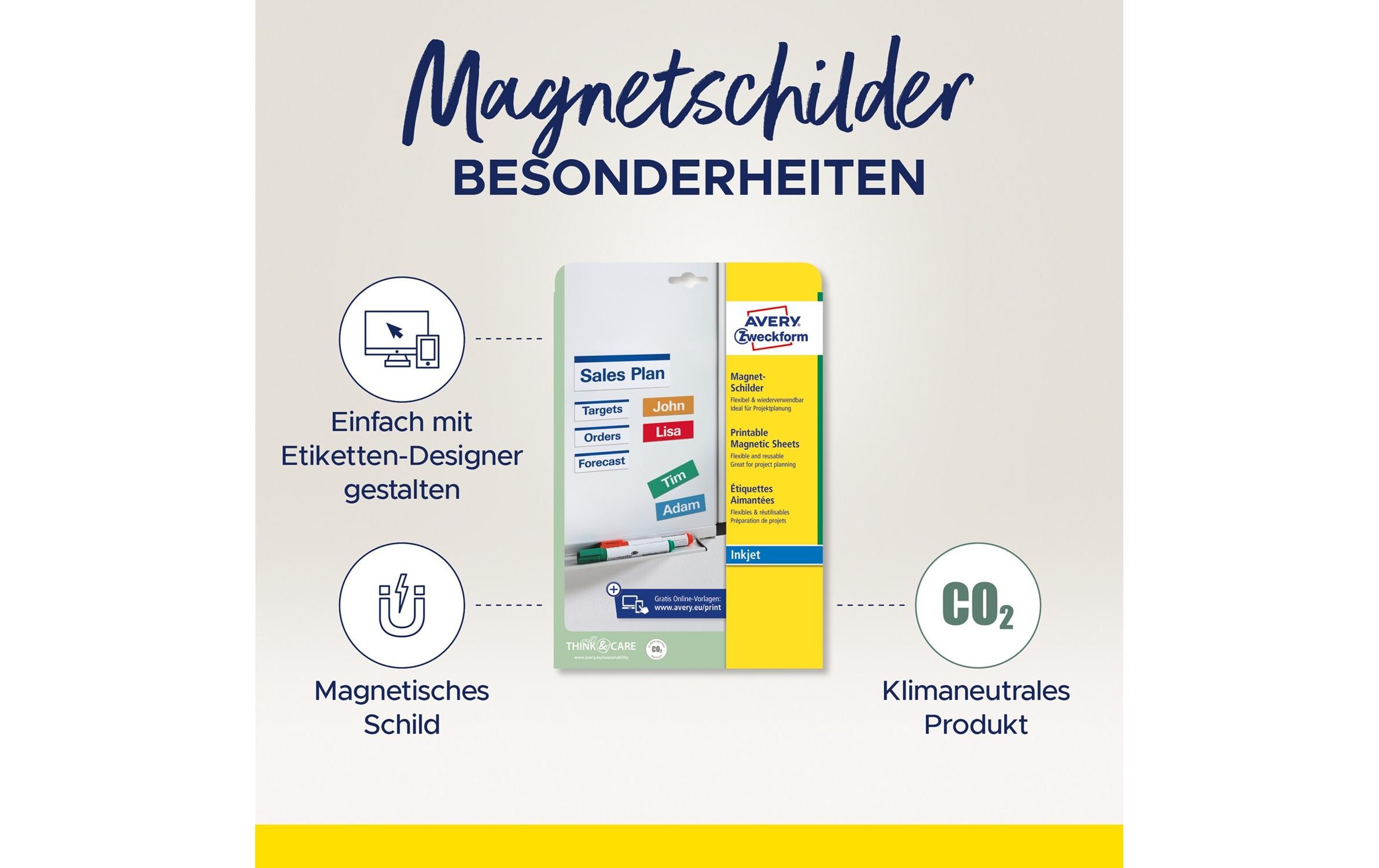 Magnet-Schilder 78 x 28 mm, 5 BlattMagnetische Schilder für White Boards