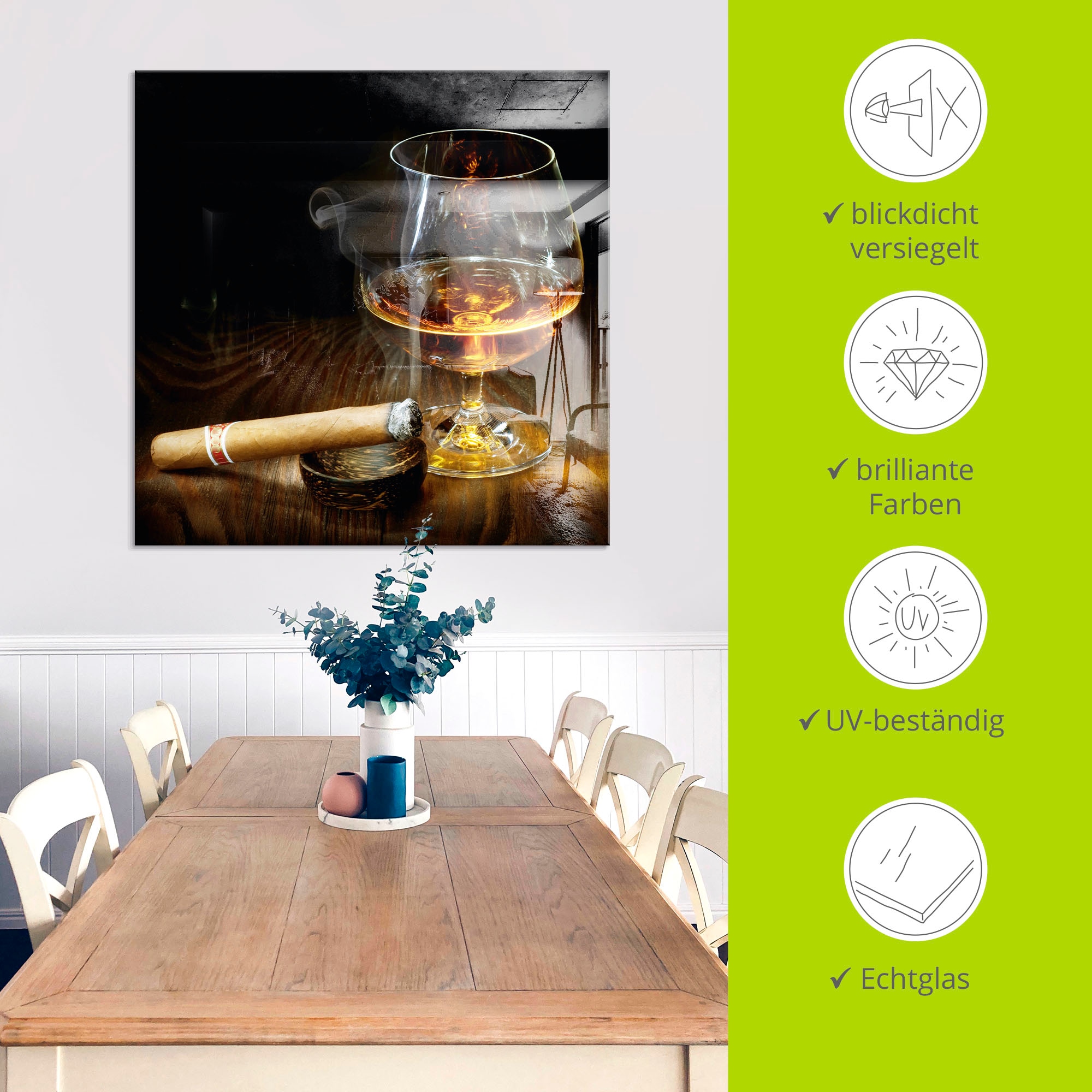 Artland Glasbild »Zigarre und Cognac« Zigarren 1 Stk. tlg. in verschiedenen Grössen