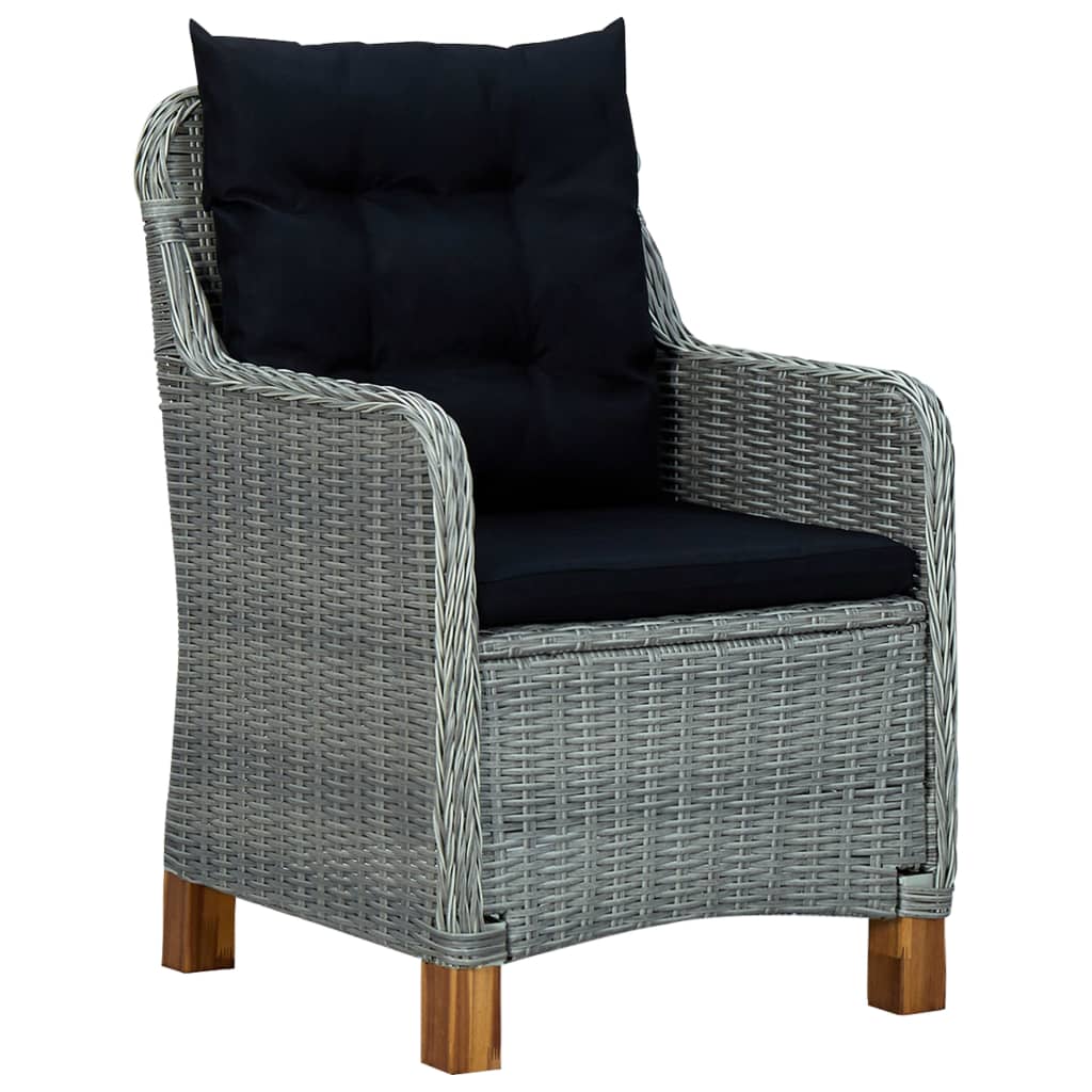 Salon de jardin meuble d'extérieur ensemble de mobilier 3 pièces avec coussins résine tressée gris clair