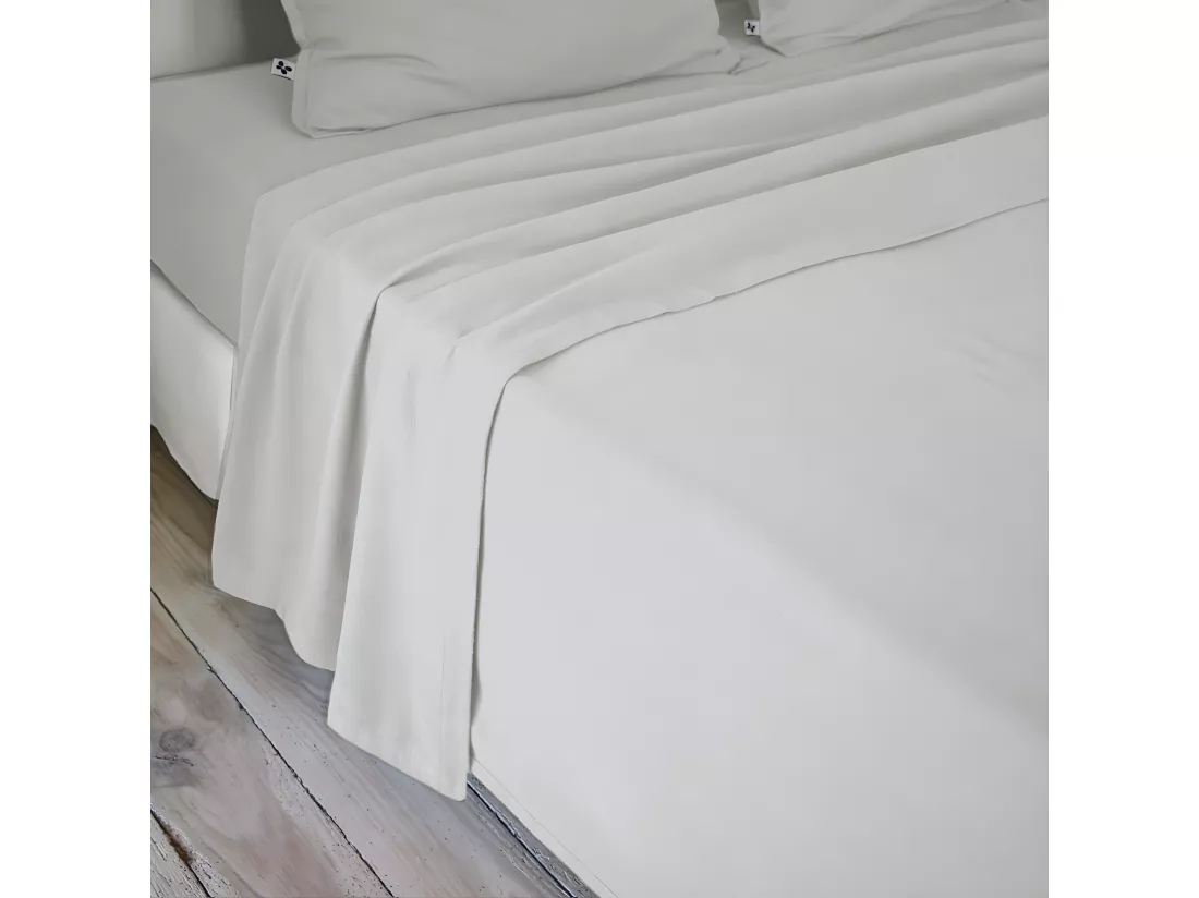 HEDDA - Drap Plat 240x300cm Flanelle de Coton Coloris Brume