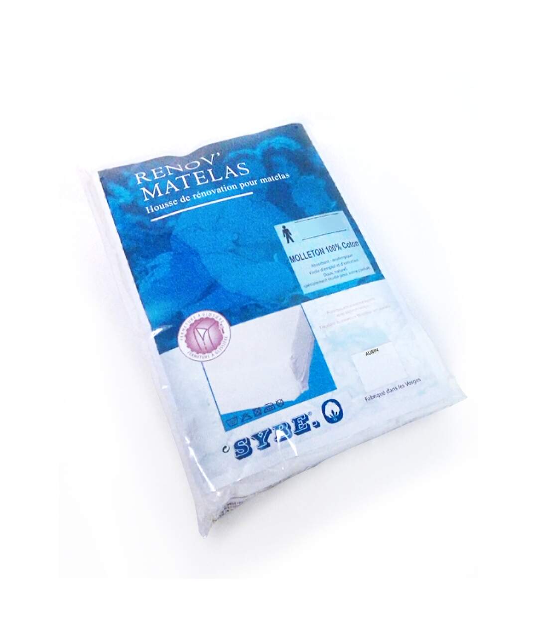 Housse de matelas 80x200 cm coton gratté 2 faces environ 220g/m² AUBIN