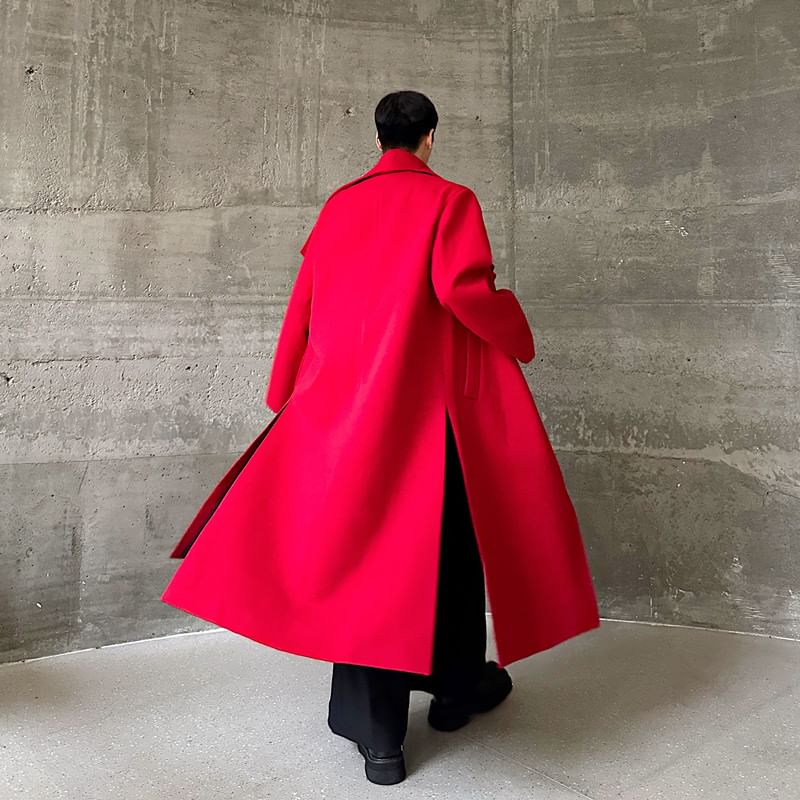 Freehop - Trenchcoat met lange mouwen en effen kleur