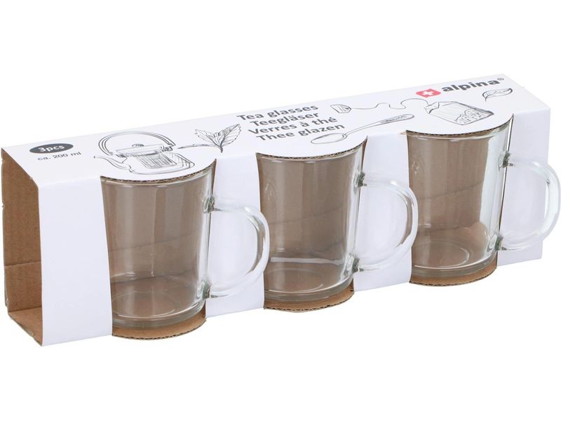 alpina Teeglas 3 Stück, Transparent Teegläser aus transparentem Glas