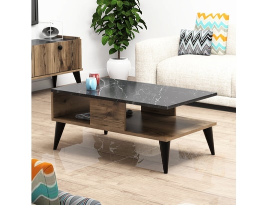 CONCEPT1 - Table basse Lidya marbre noyer