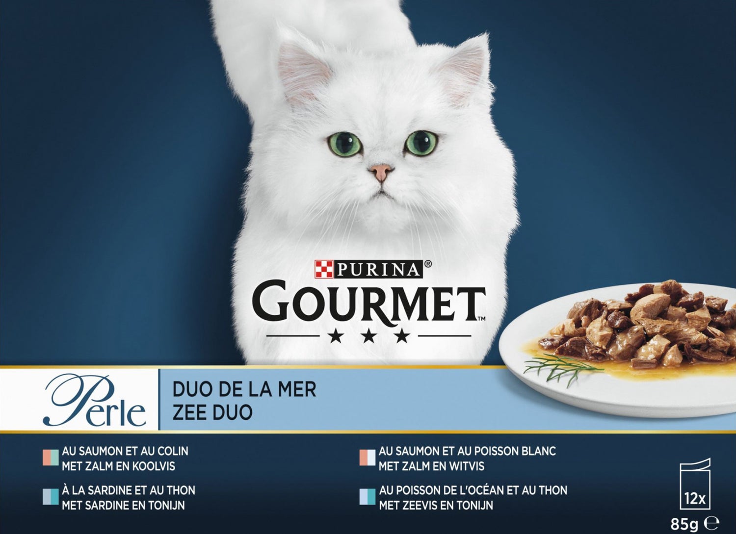 Gourmet natvoer Perle vis in saus 85 gram 12 stuks