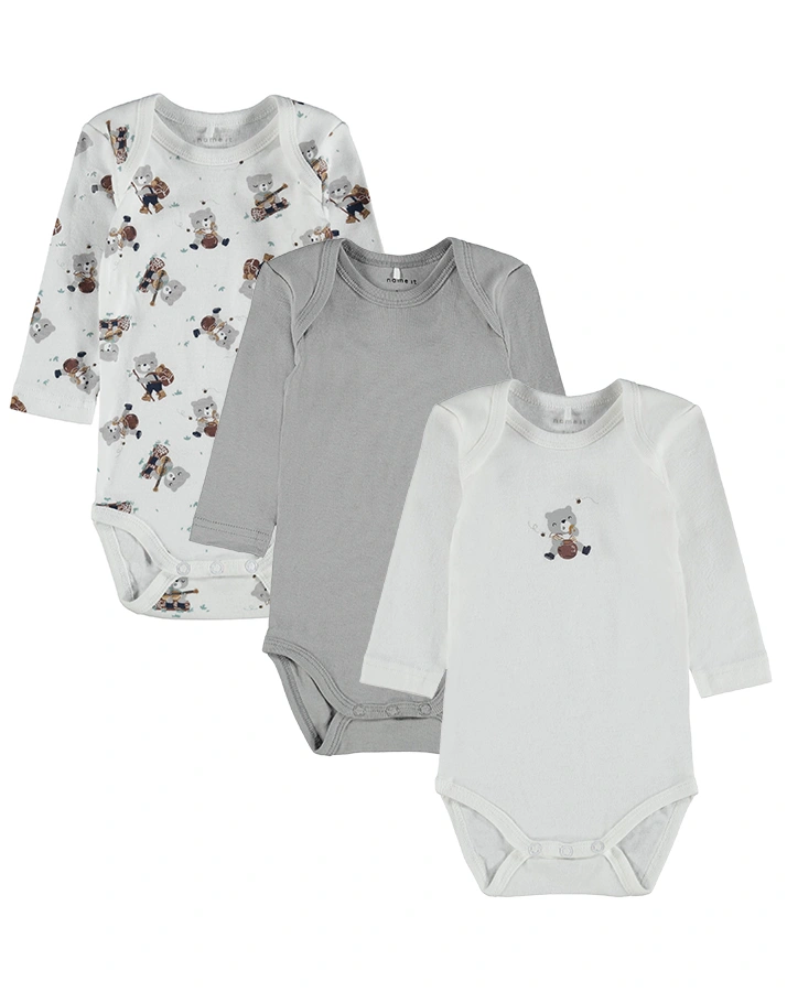 Langarmbody NBNBODY – BÄR 3er-Pack in alloy