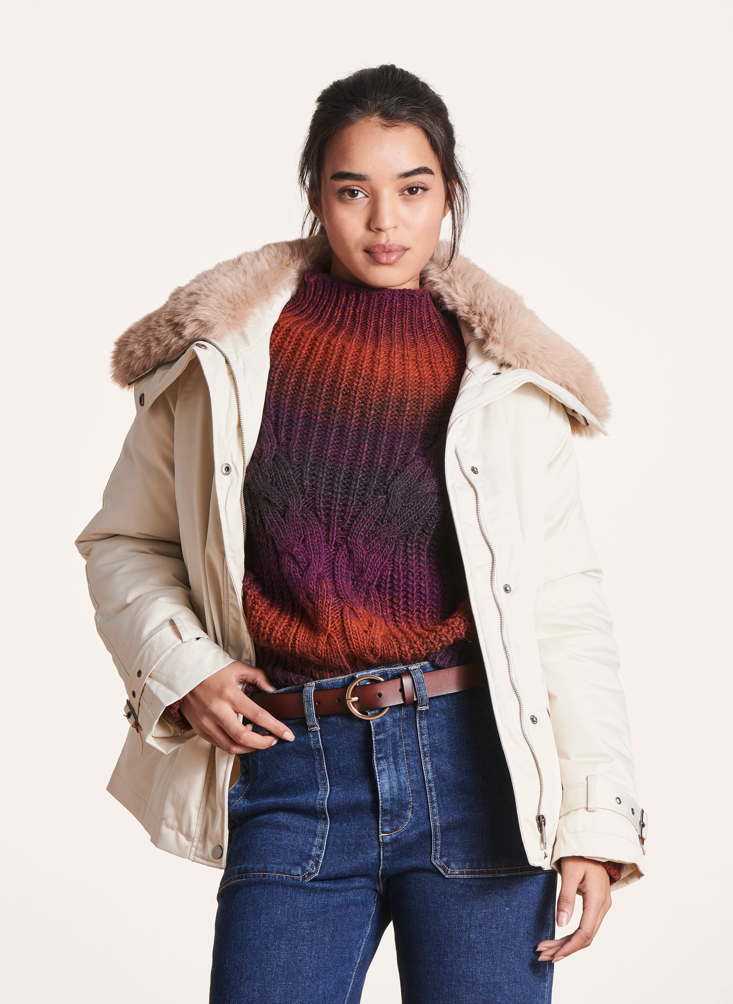 Parka courte à col généreux | Blanc