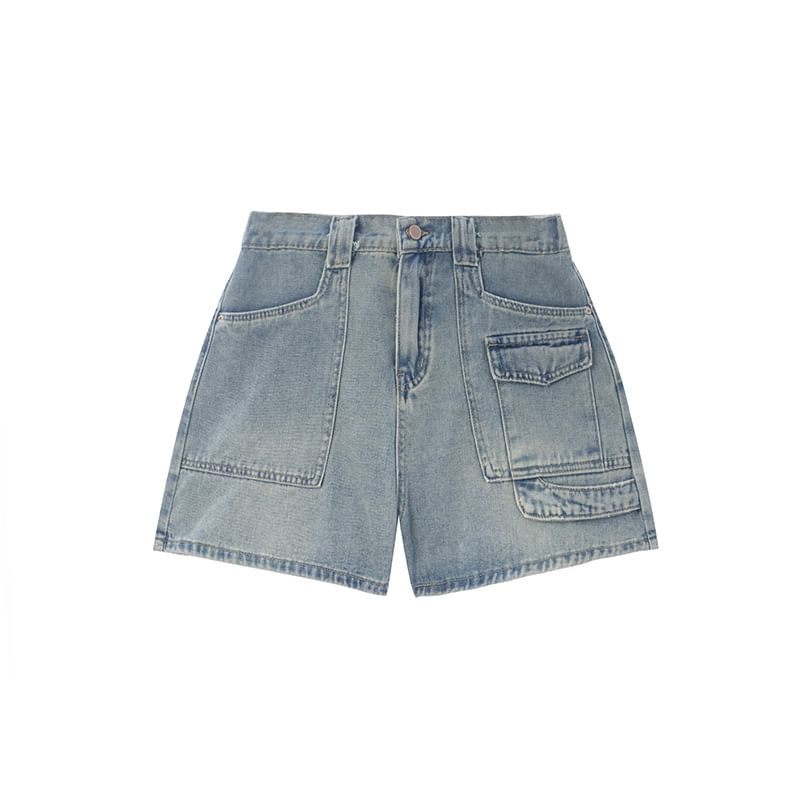 Ashteroid - Gewassen denim shorts met hoge taille