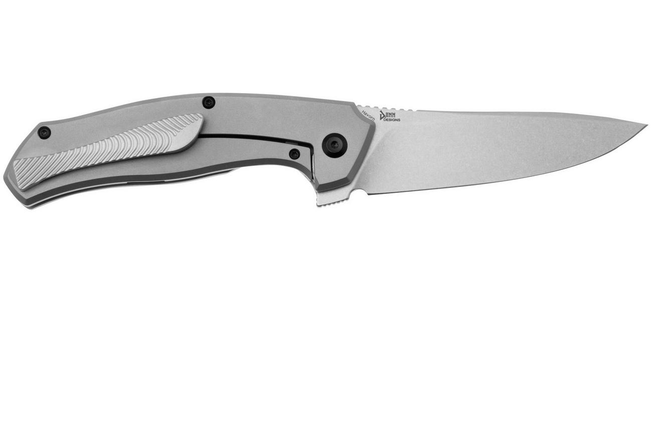 Kansept Havørn K1069A2 Stonewashed CPM S35VN, Titanium, Rose Pattern Black & White Carbon Fiber Inlay, zakmes, Djinn design