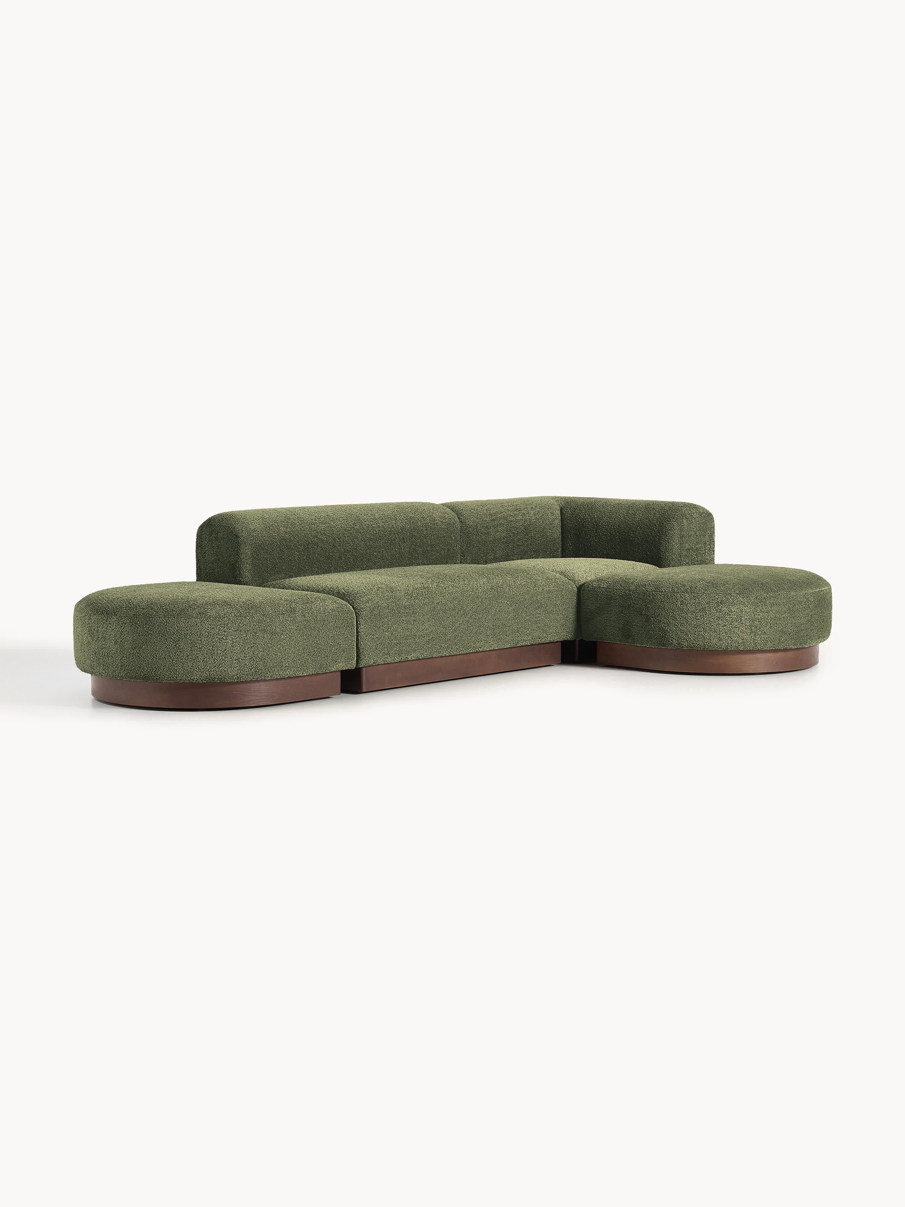 Modulaire hoekbank Natalie van teddy-bouclé