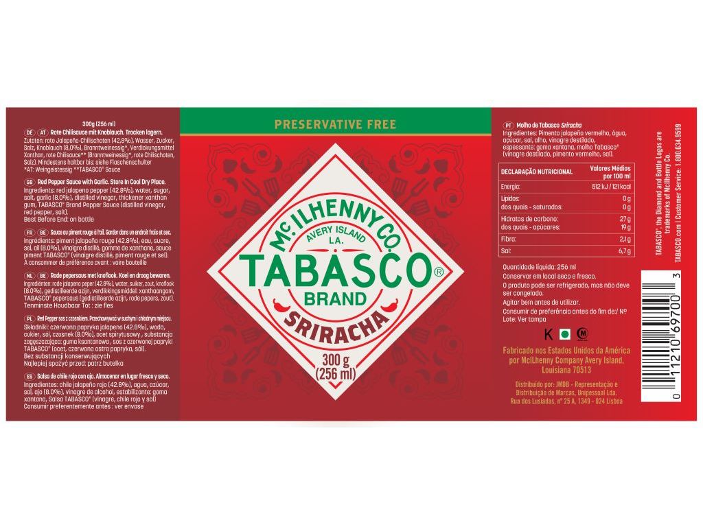 MOLHO SRIRACHA TABASCO 256G