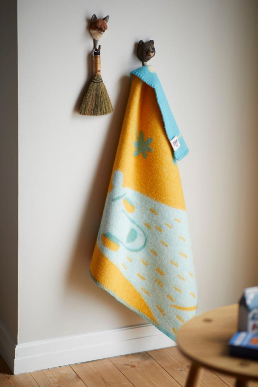 Røros Tweed byHands Bamse baby plaid 67x100 Turqoise/Orange