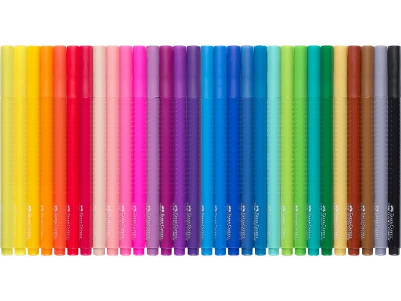Faber-Castell Filzstift Grip Colour Marker 30 Stück Fasermaler in Kartonetui